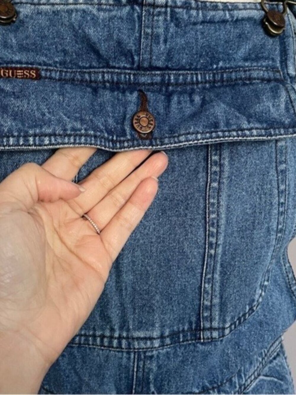 Vintage Guess Straight Leg Denim Bib Overalls - XS/S - Picture 4 of 13